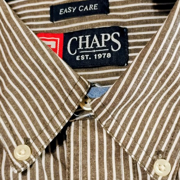 Chaps Men's Easy Care Pin Stripe Long Sleeve Shirt - Picture 6 of 6